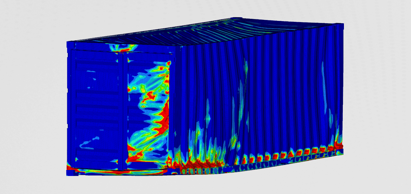 Drop test of intermodal container