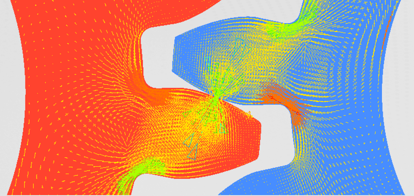 Spur gear contact simulation